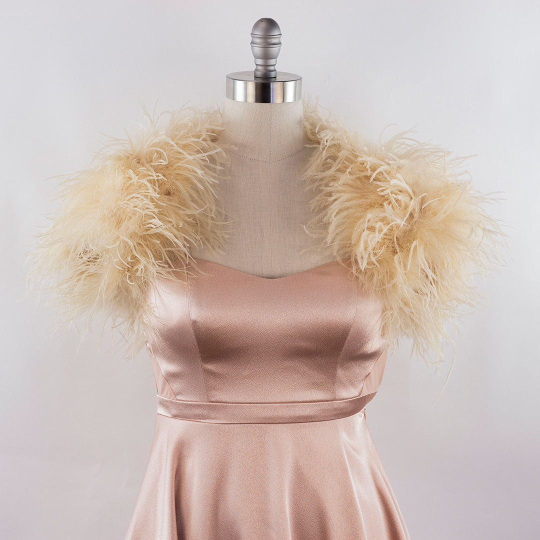 Zucker Feather Bolero Jacket | Nude Beige Ostrich Feather Bridal Accessory Zucker Feather Bolero Jacket | Nude Beige Ostrich Feather Bridal Accessory