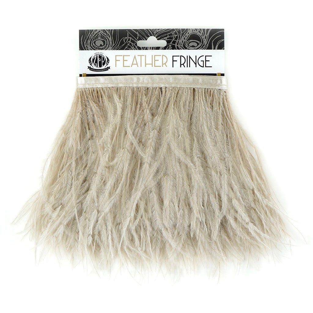 One-Ply Ostrich Feather Fringe - 1 Yard - Oatmeal