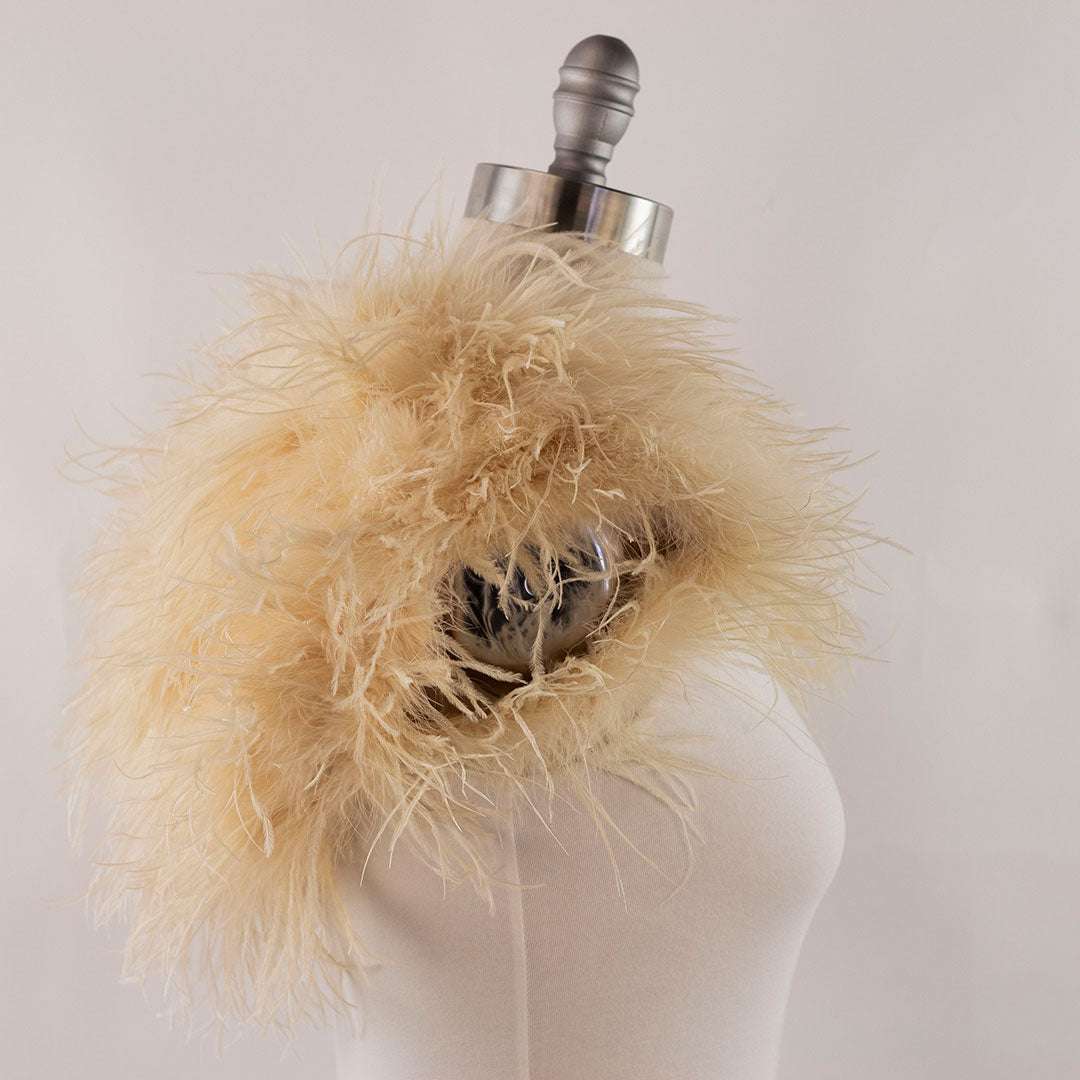 Beige Small Ostrich Feather Shrug