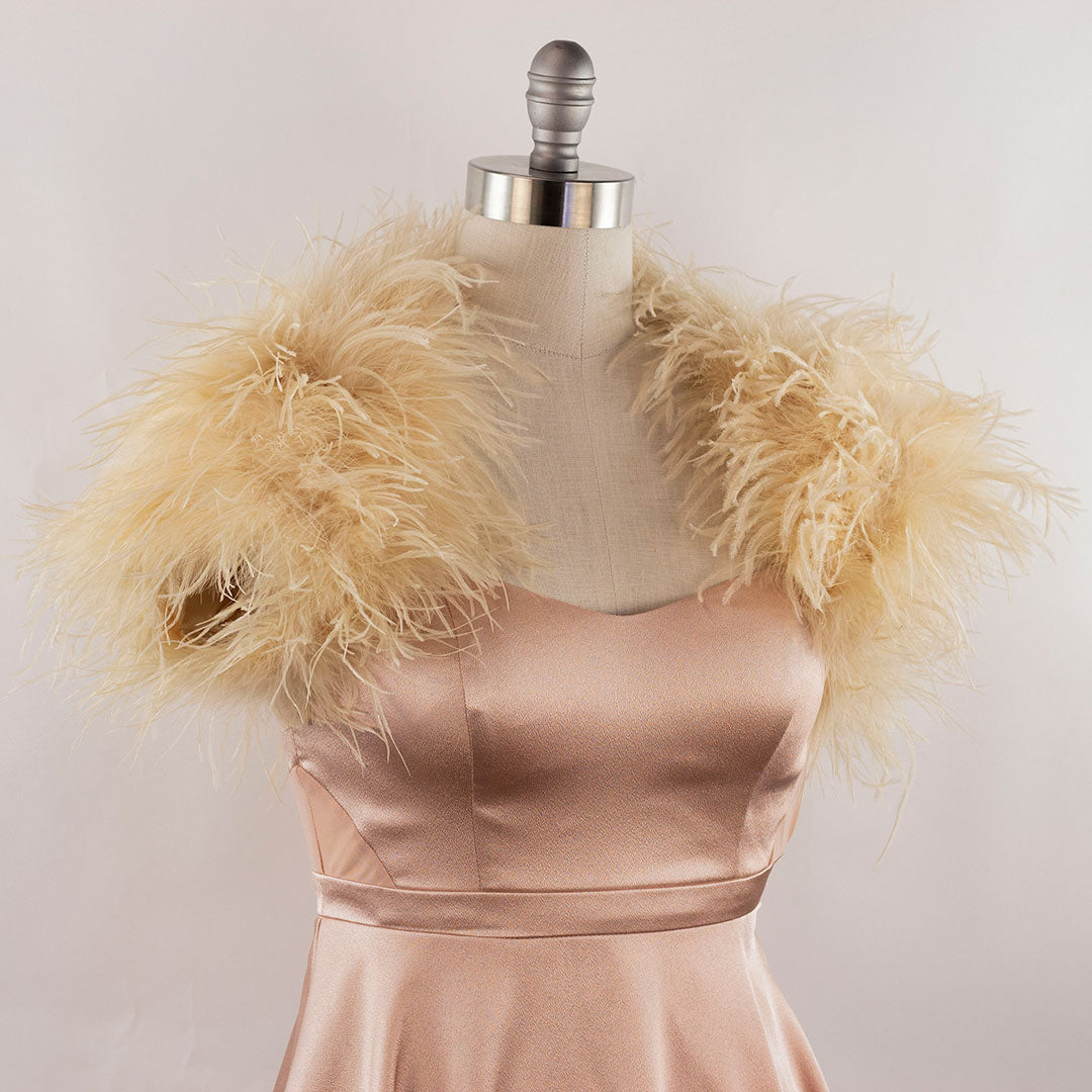 Beige Small Ostrich Feather Shrug