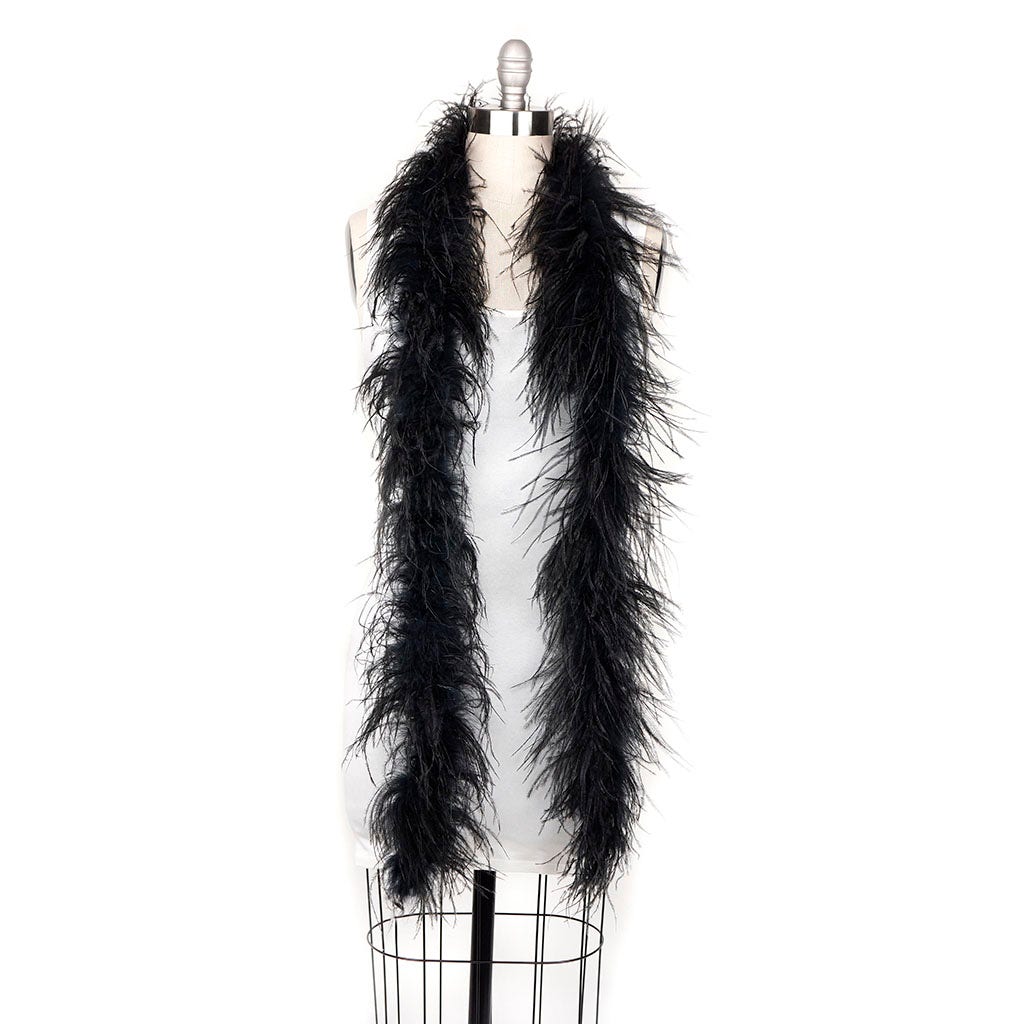 Black 2 Ply Ostrich Feather Boa - Ostrich Boa