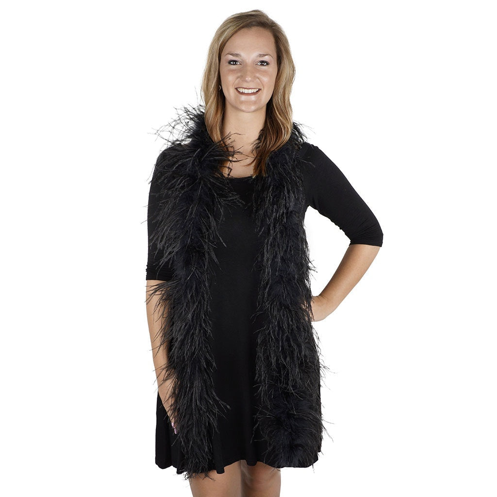 Black 2 Ply Ostrich Feather Boa - Ostrich Boa