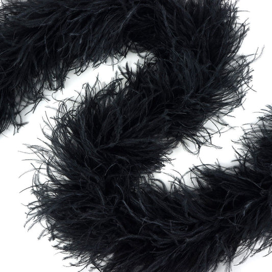 Black 4 Ply Ostrich Feather Boa - Ostrich Boa