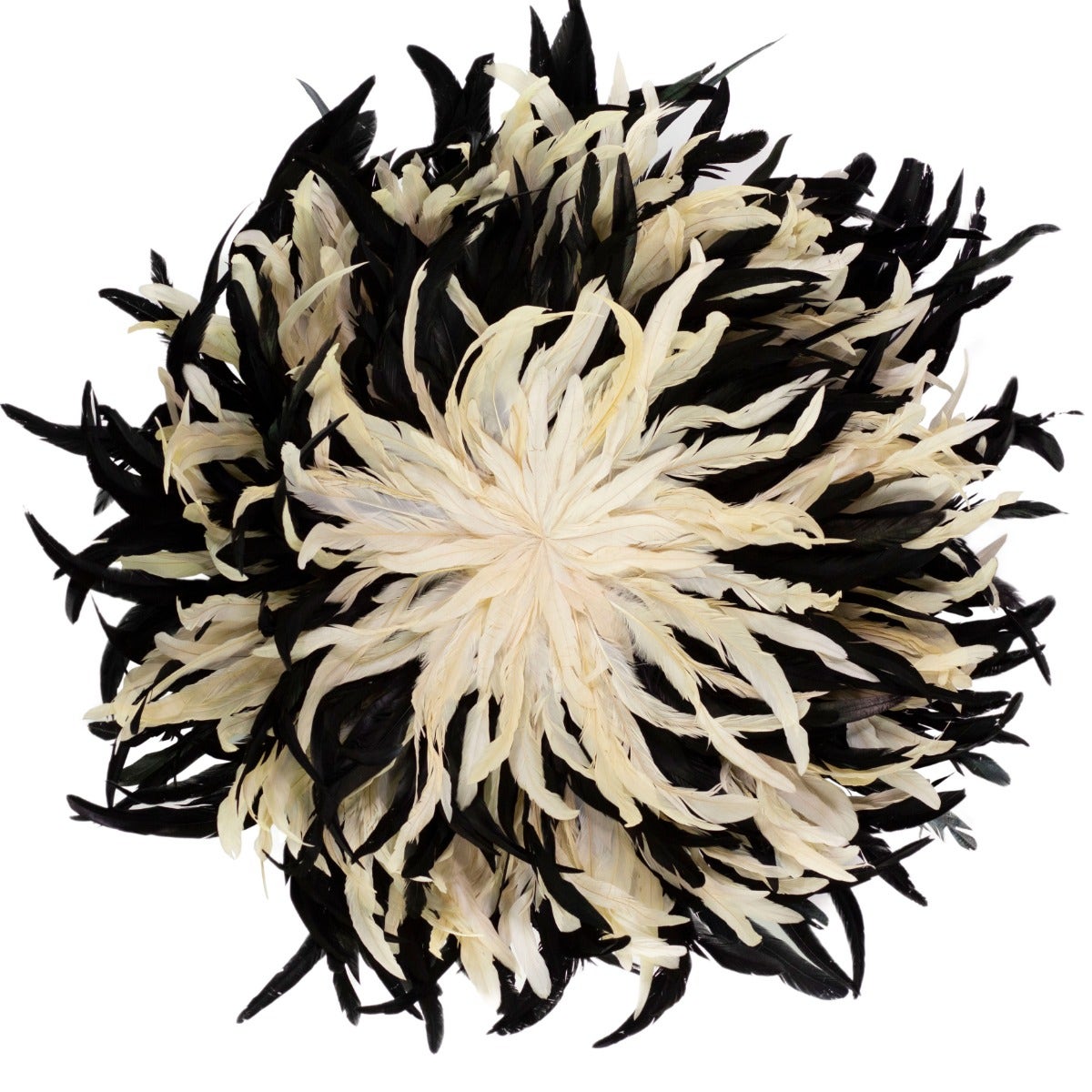 Black and Beige Feather Wall Art Juju Hat - Feathers