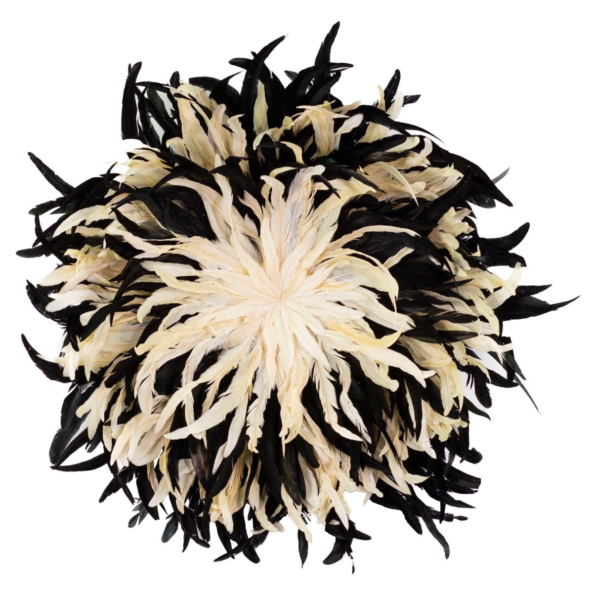 Black and Beige Feather Wall Art Juju Hat - Feathers