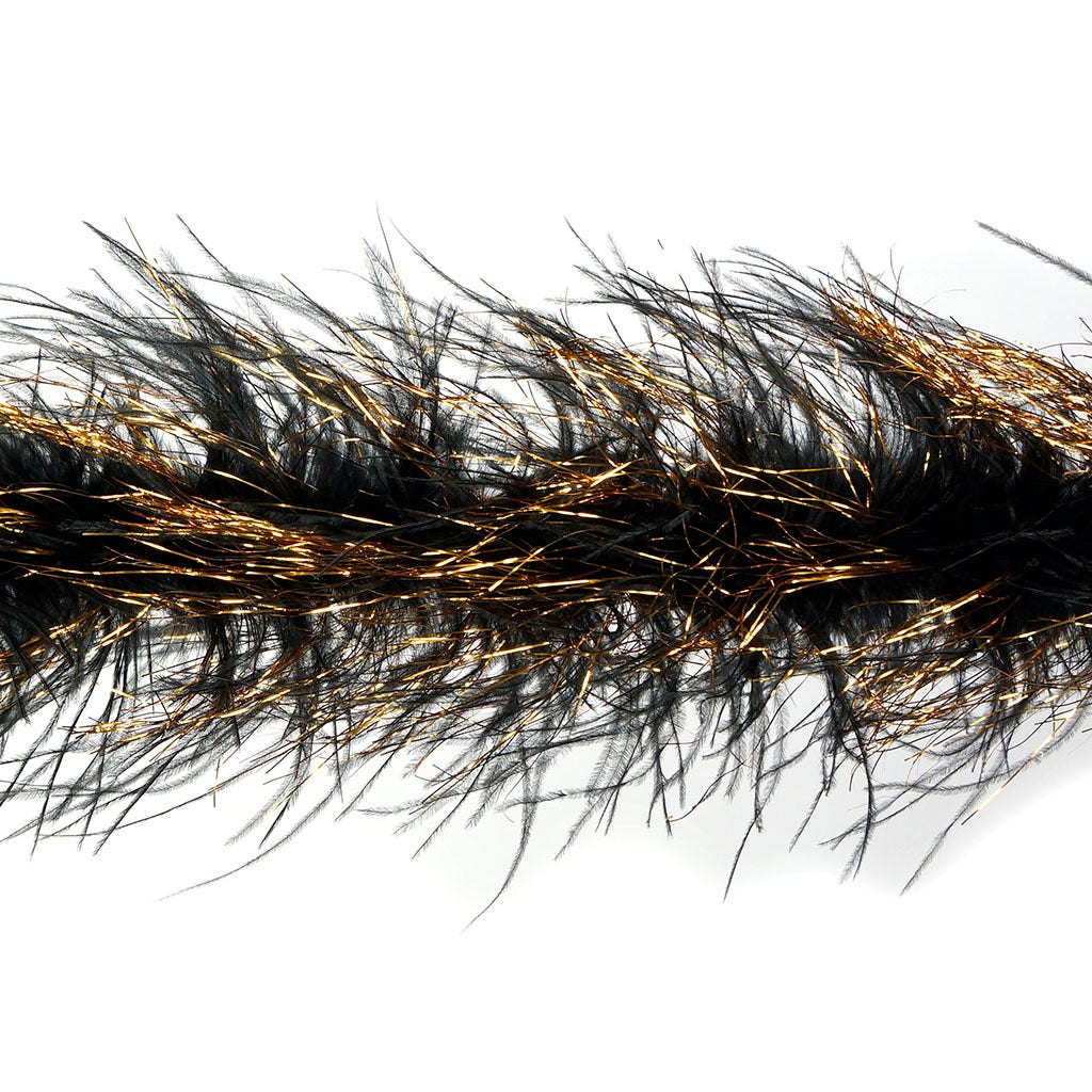 Ostrich Boas Black with Gold Lurex - 2 yards (6 ft)