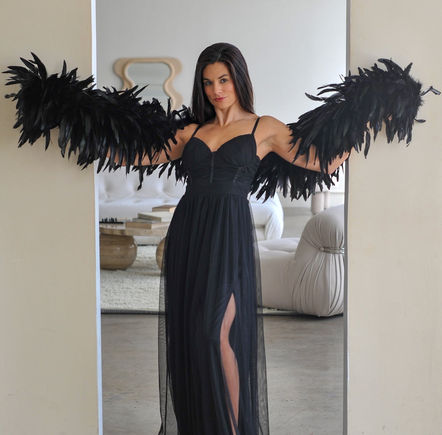 Deluxe Black Coque Tail Feather Boa