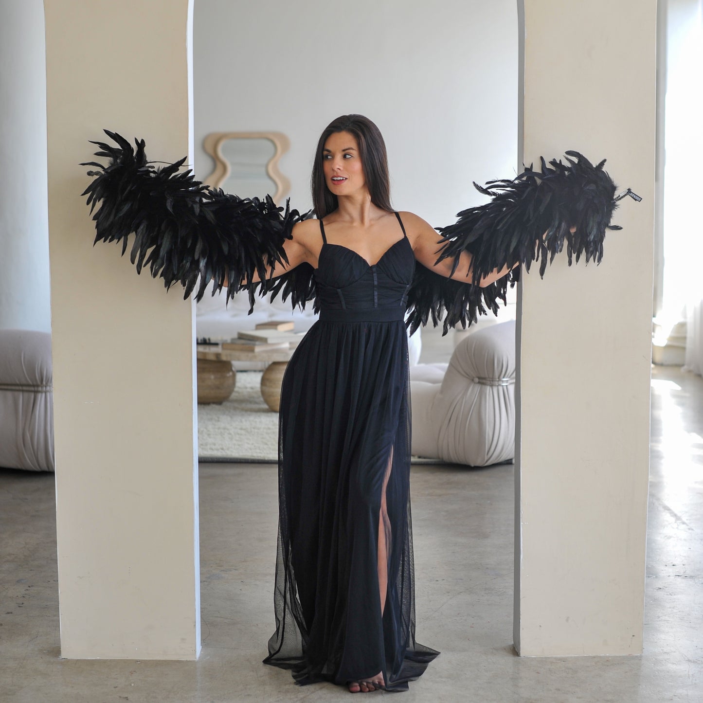 Deluxe Black Coque Tail Feather Boa