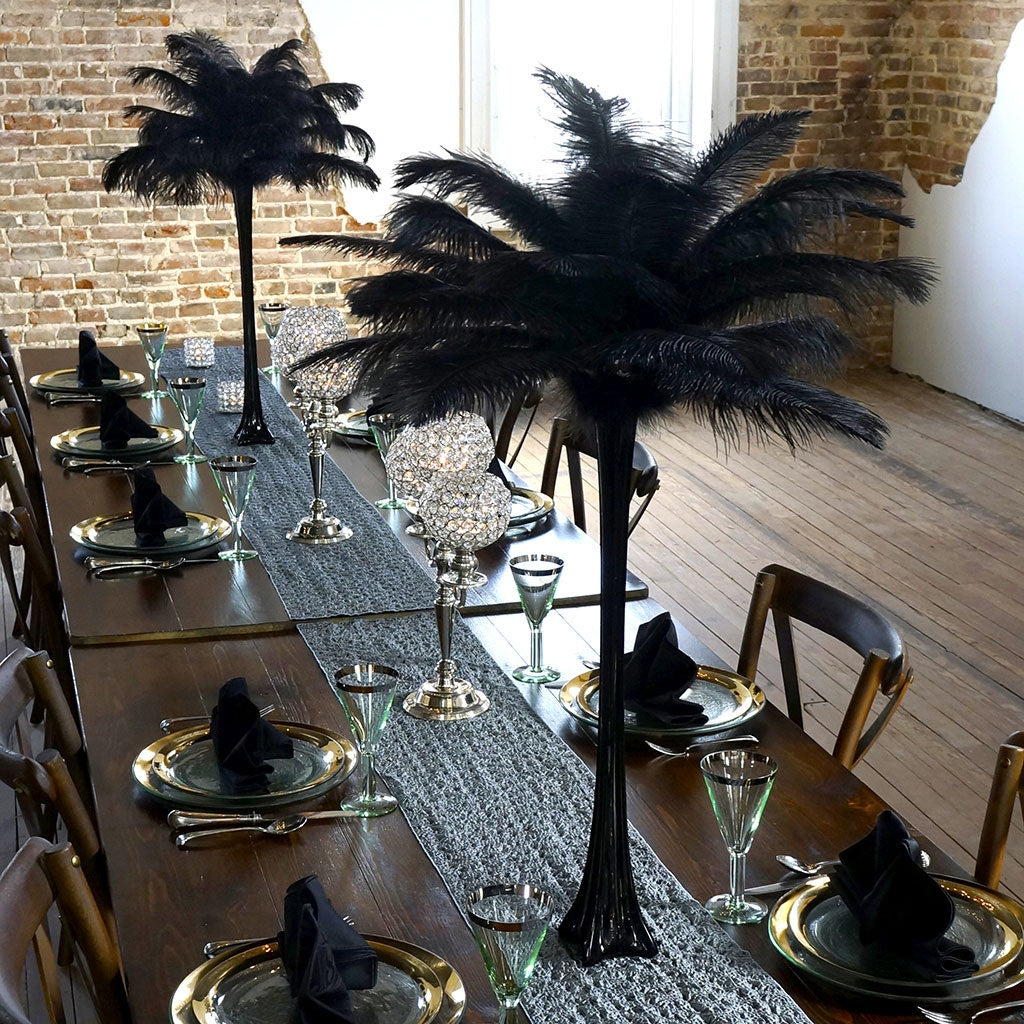  ZUCKER - Eiffel Tower Vase - Feather Centerpiece Decoration for  Wedding, Parties and Events - Ostrich Feather and Vase Set - Black Vase/ Black Ostrich Feathers : Home & Kitchen