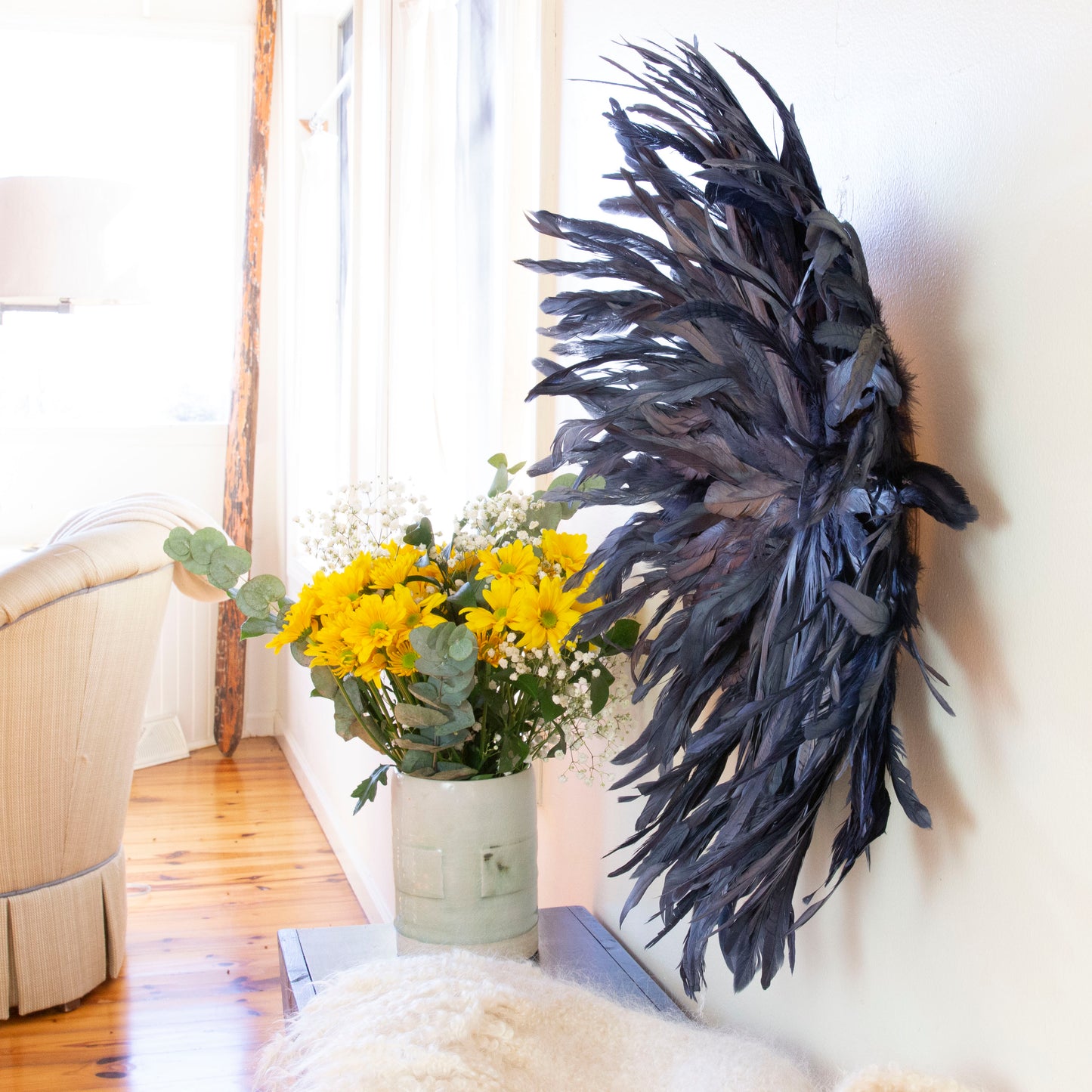 Black Juju Hat Feather Wall Art