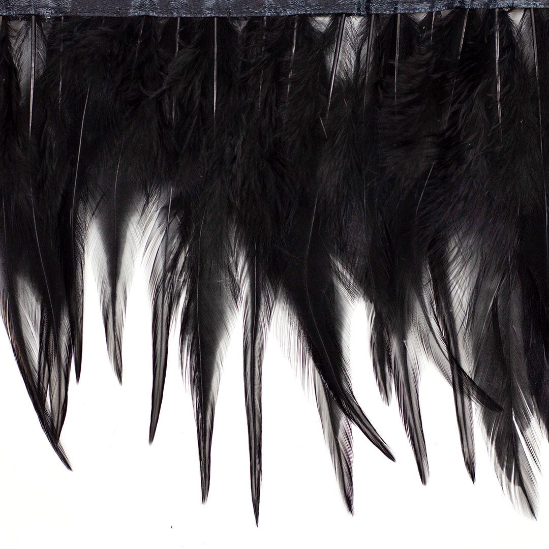 Rooster Saddle Fringe on Bias 6-8" x 1 YD-Black