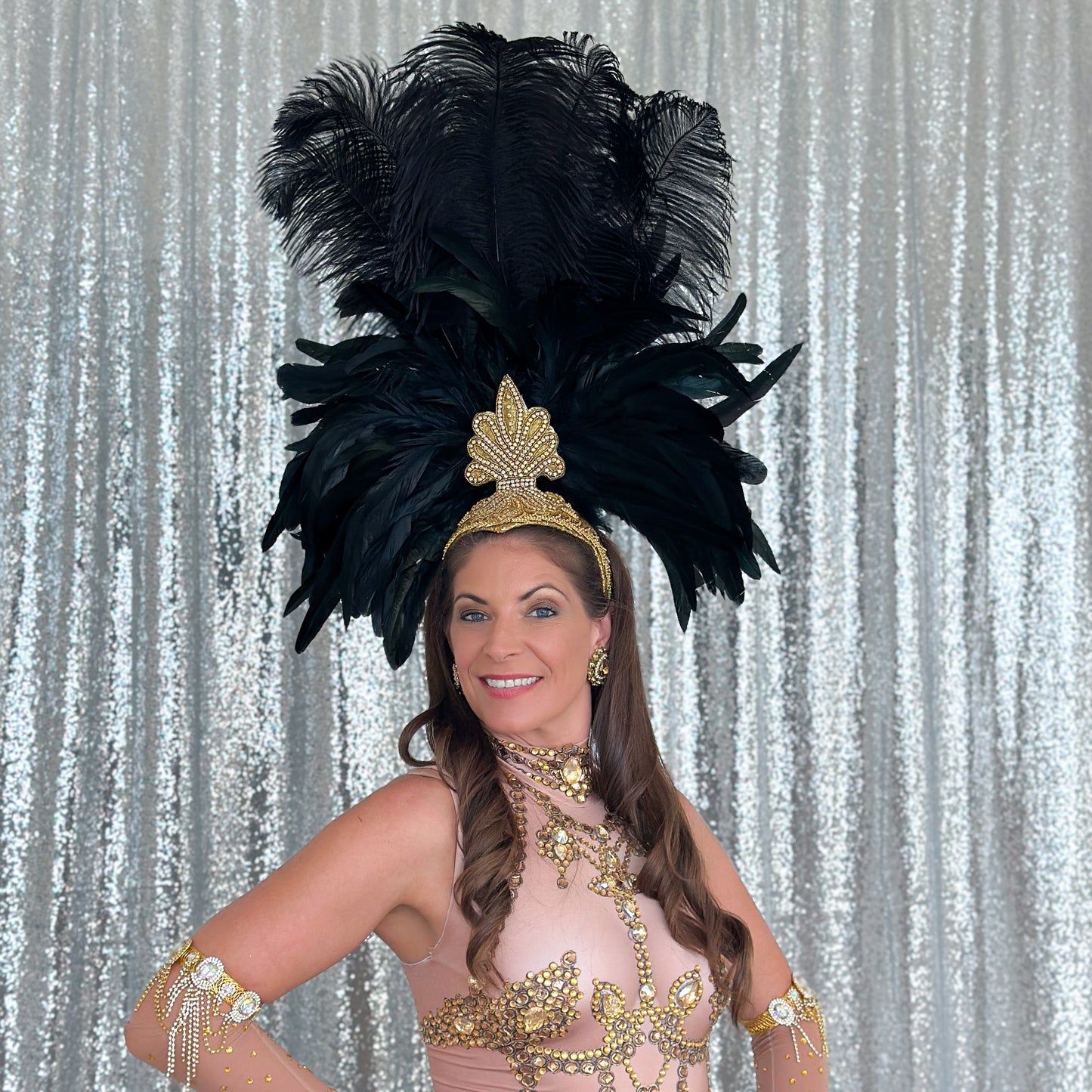 Black Showgirl Feather Headpiece