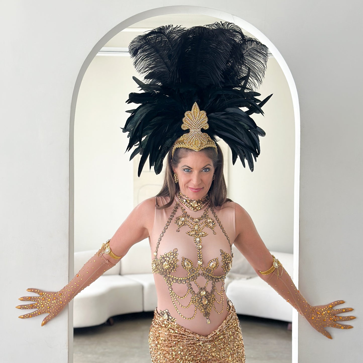 Black Showgirl Feather Headpiece