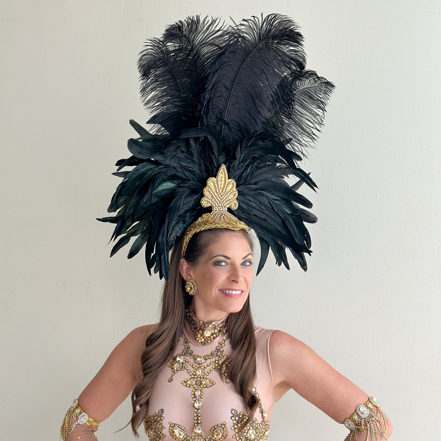 Black Showgirl Feather Headpiece