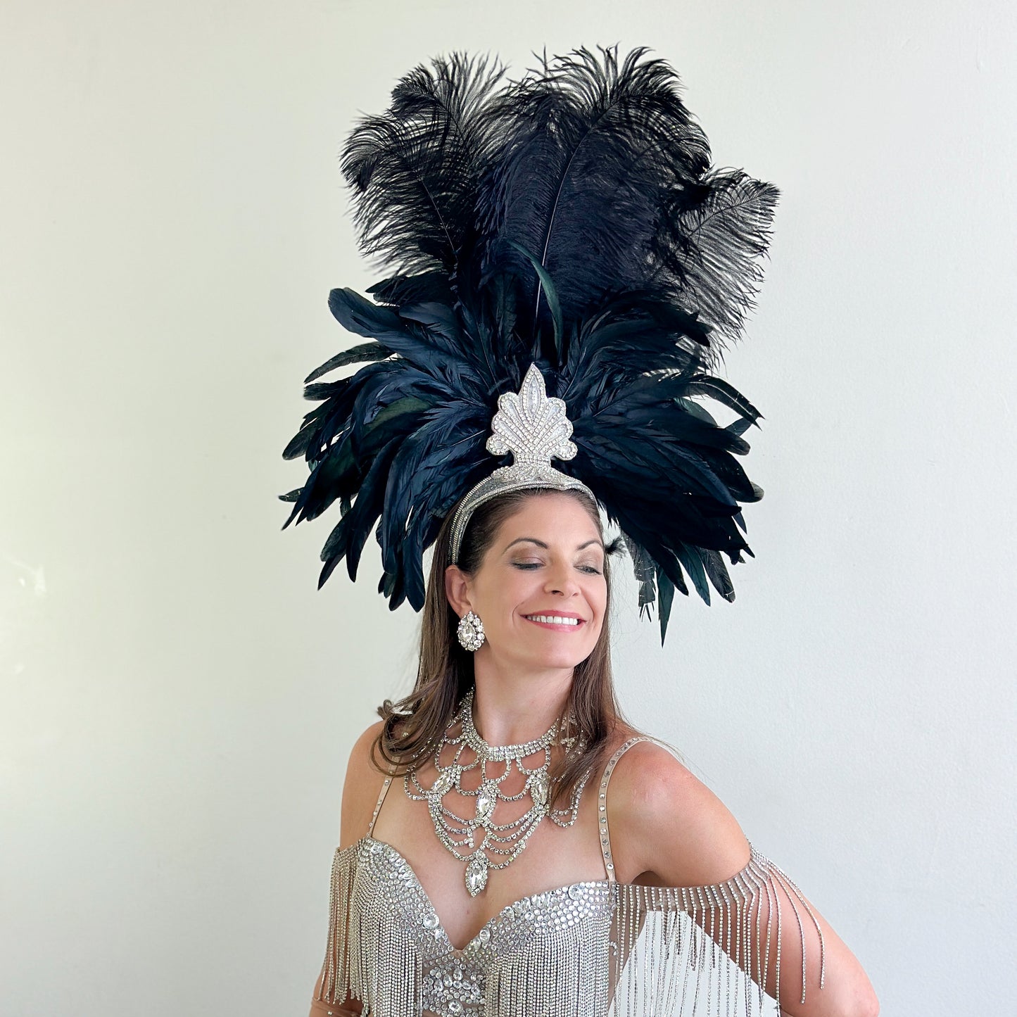 Black Showgirl Feather Headpiece