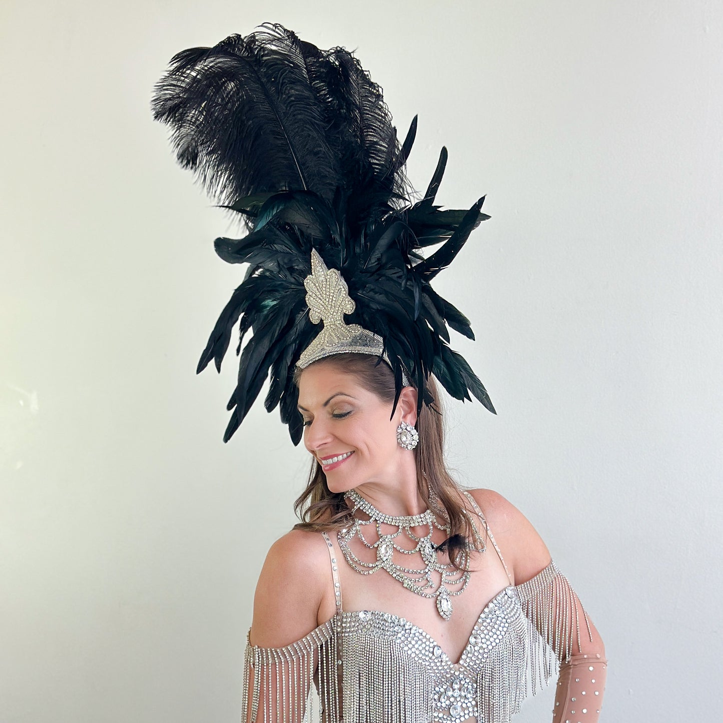 Black Showgirl Feather Headpiece