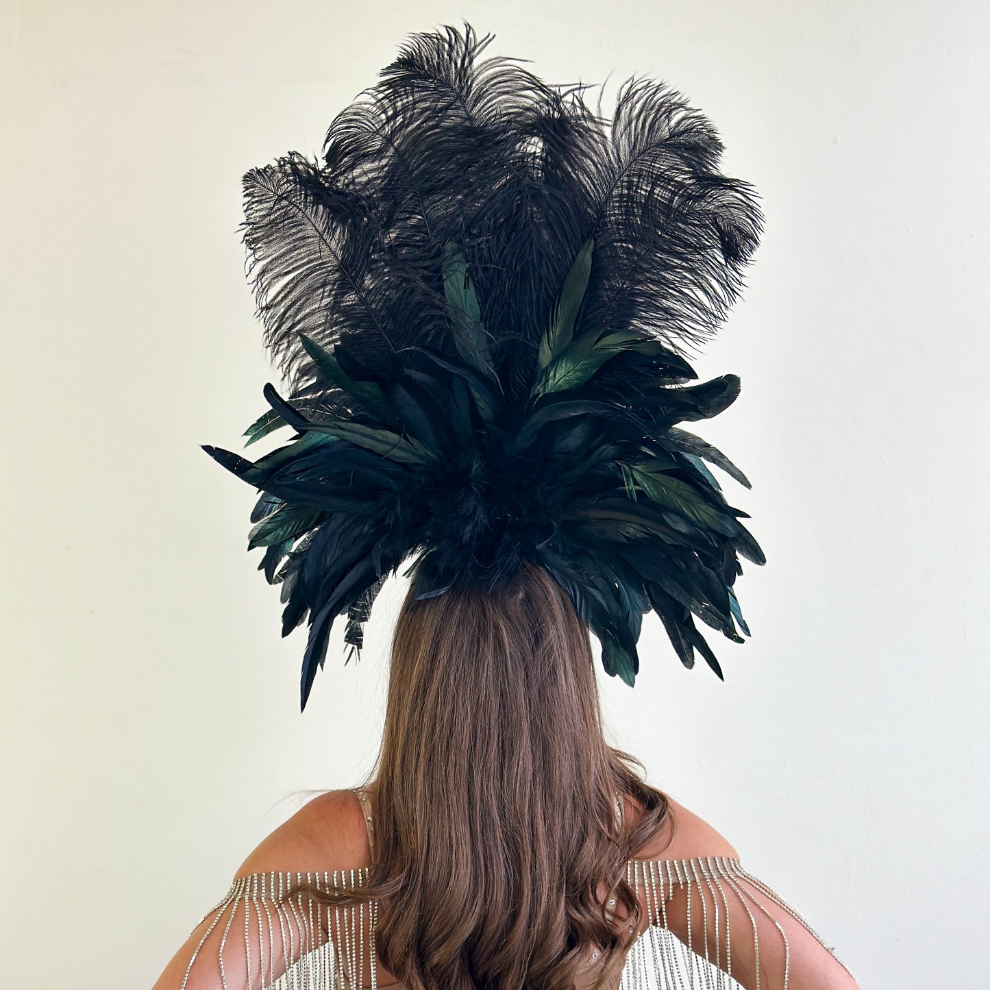 Black Showgirl Feather Headpiece