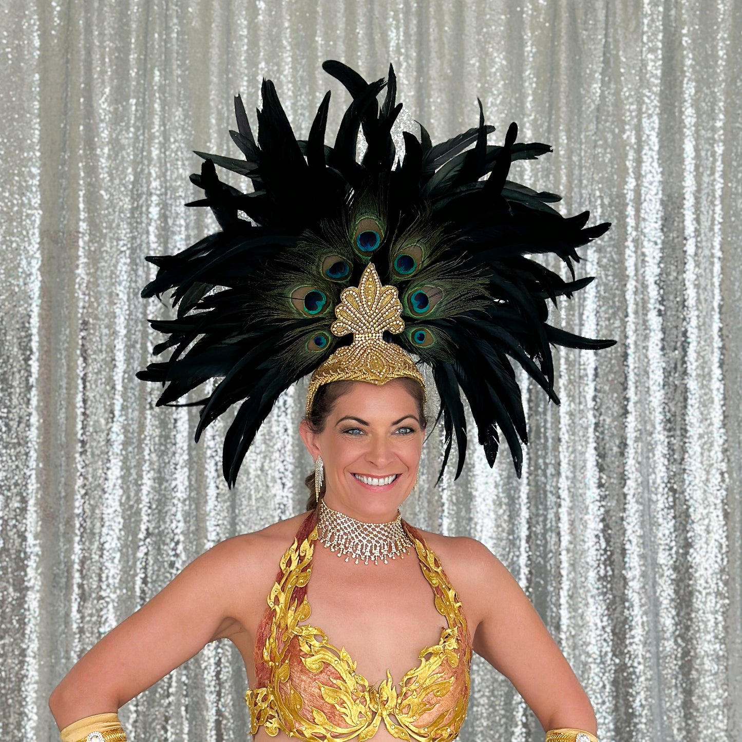 Zizi Showgirl Black Feather Headpiece