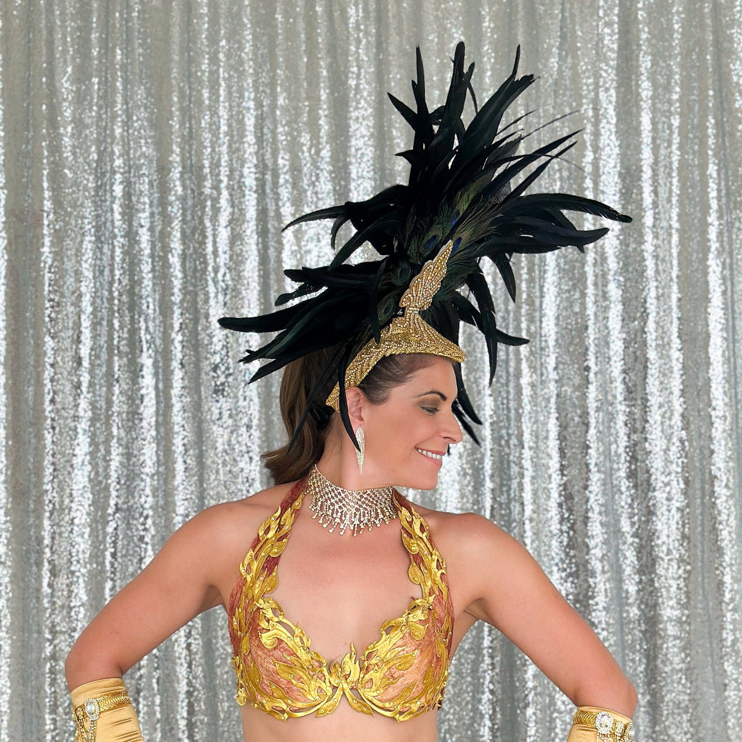 Zizi Showgirl Black Feather Headpiece