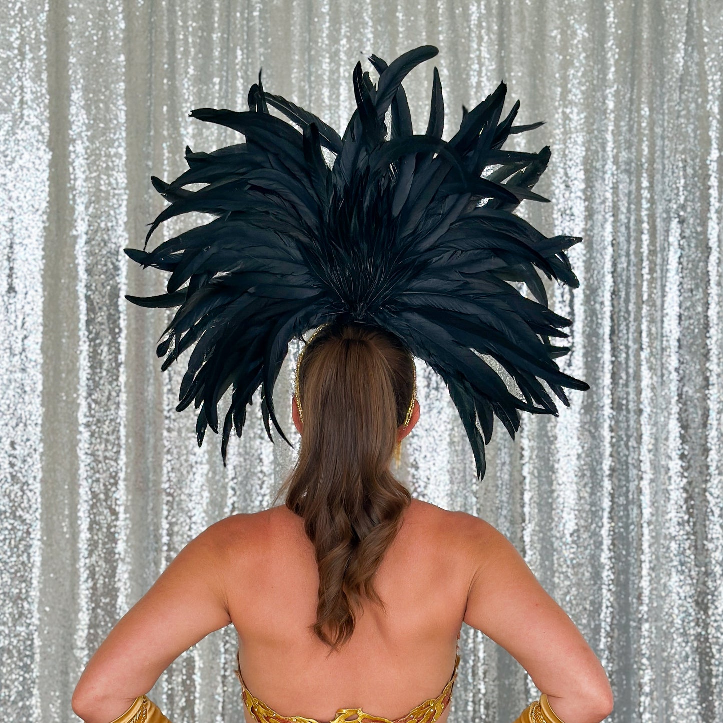 Zizi Showgirl Black Feather Headpiece
