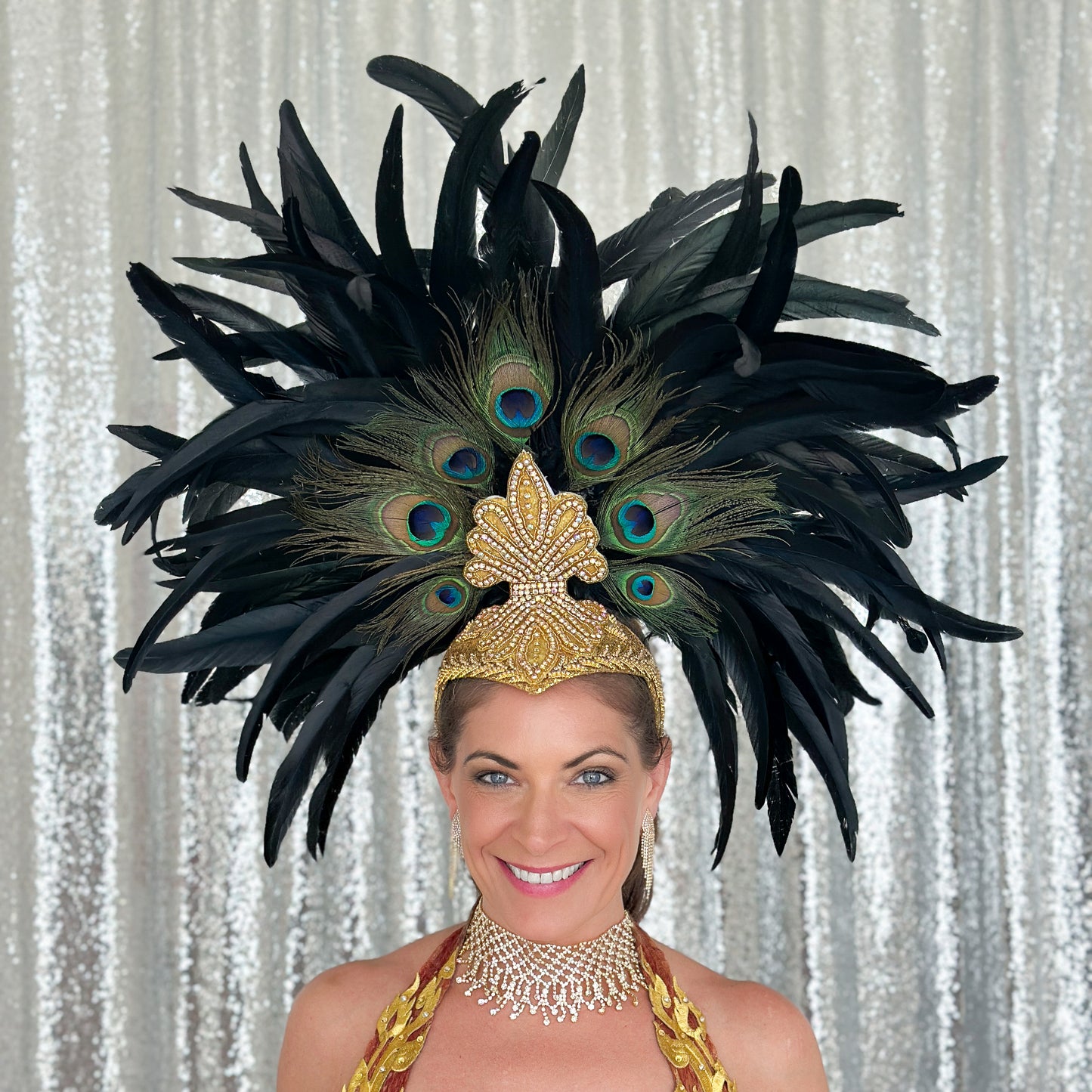 Zizi Showgirl Black Feather Headpiece