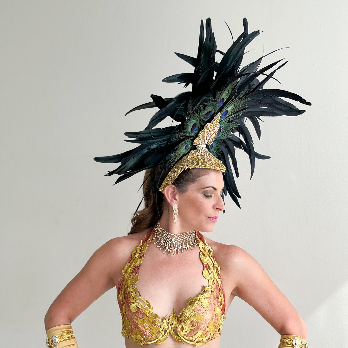 Zizi Showgirl Black Feather Headpiece