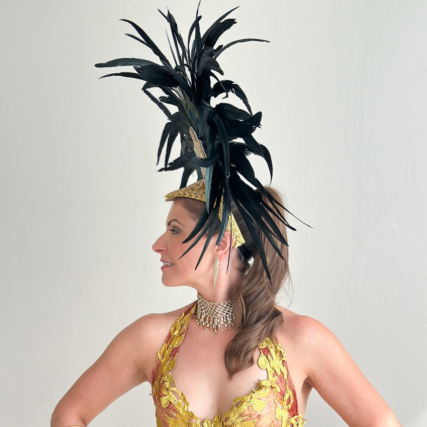 Zizi Showgirl Black Feather Headpiece