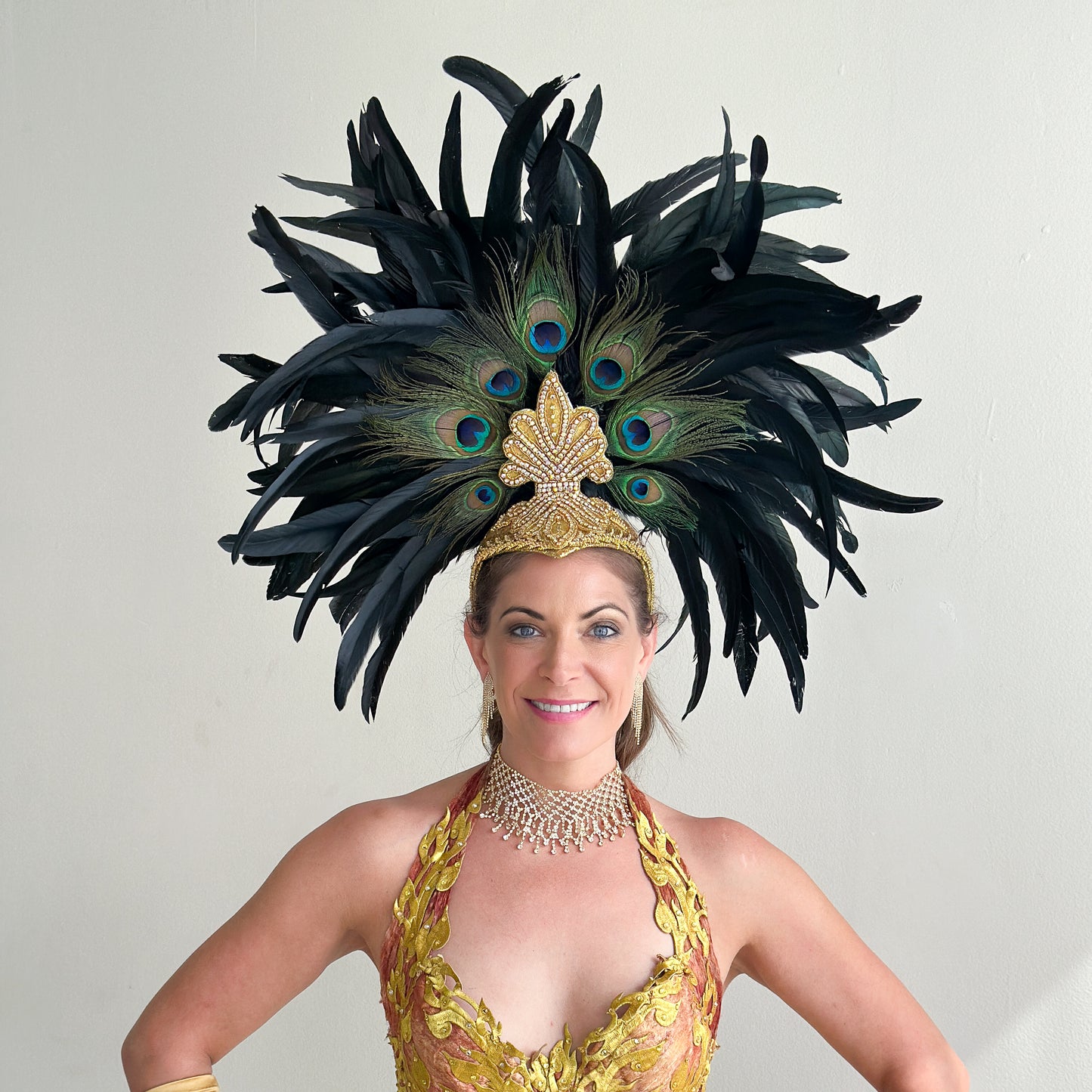 Zizi Showgirl Black Feather Headpiece