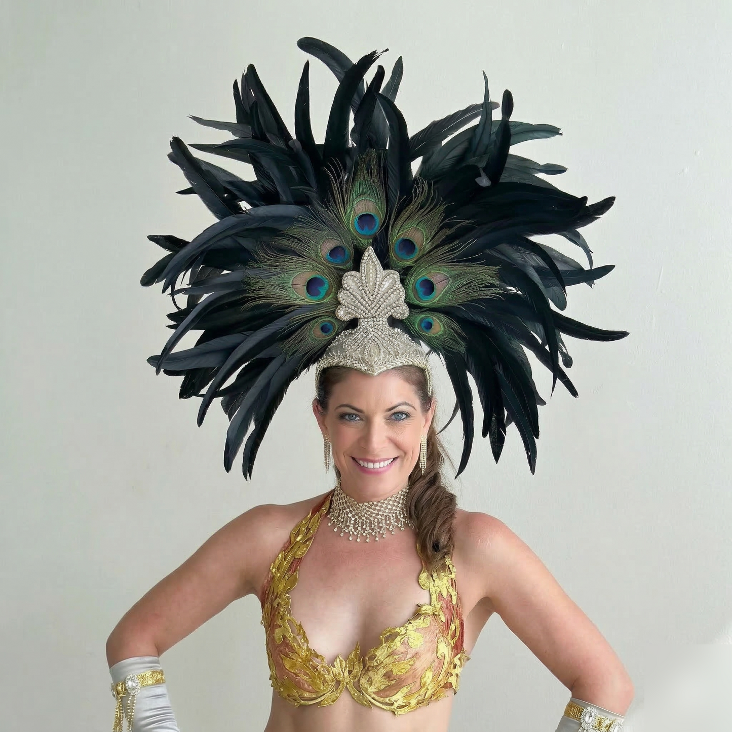 Zizi Showgirl Black Feather Headpiece
