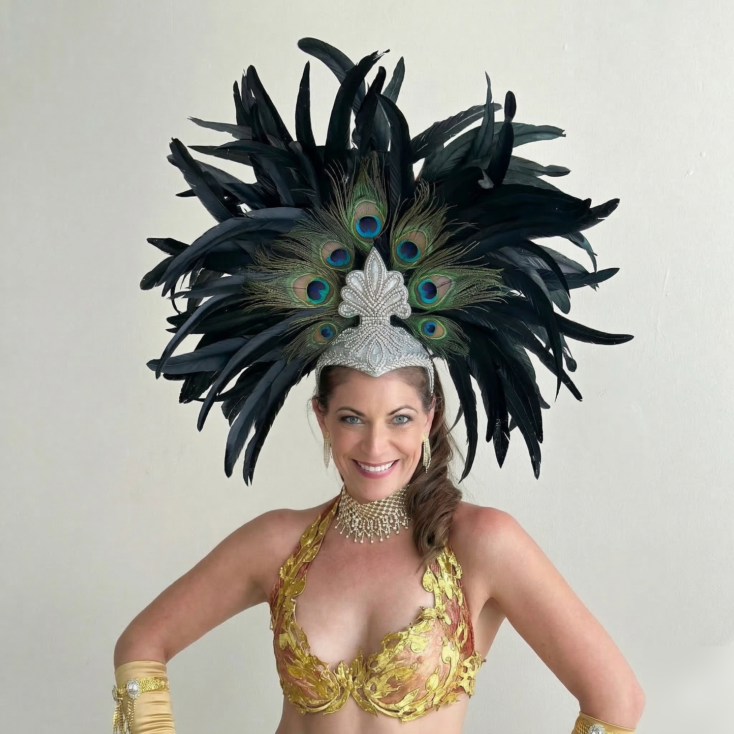 Zizi Showgirl Black Feather Headpiece