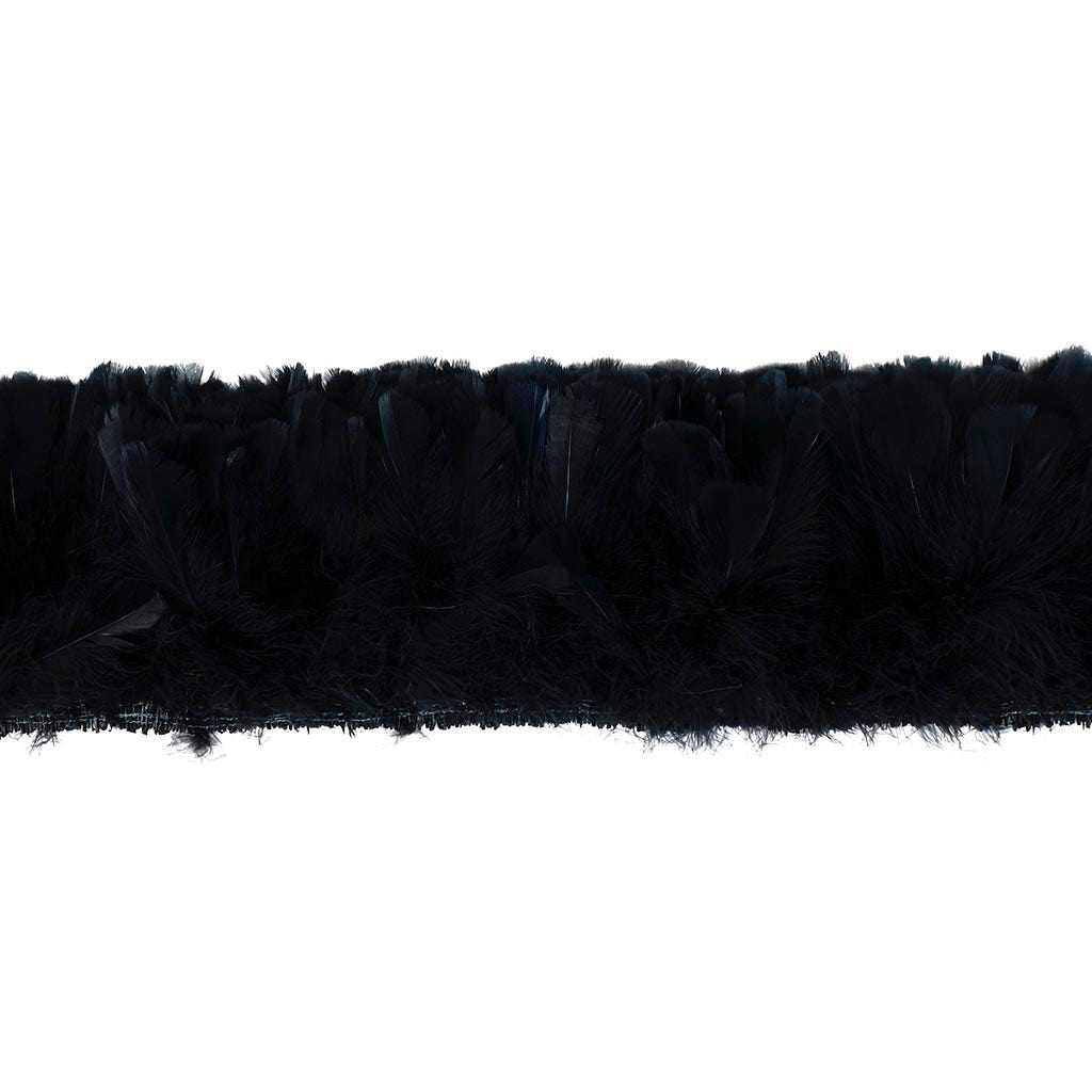 Parried Turkey Ruff Feathers -  1/2YD - Black