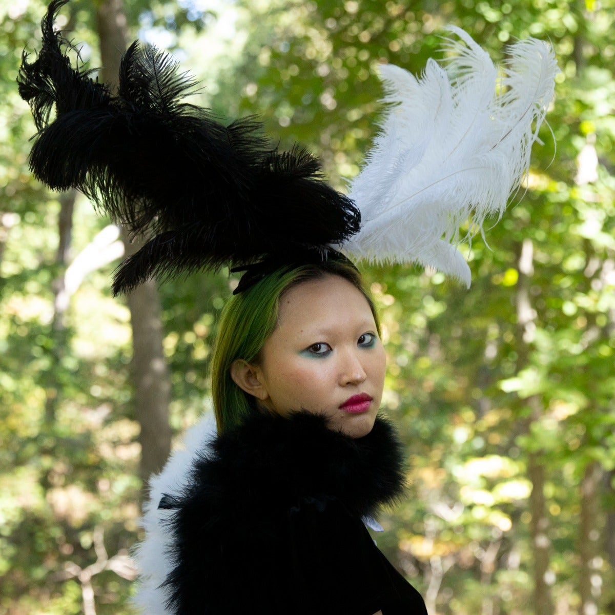 Black & White 3 in 1 Upcycled Feather Costume Wings - Feathers