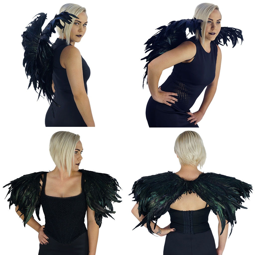 Blackbird Adult Exotic Black Costume Wing - Adjustable Large Feather Angel Wing - Feathers