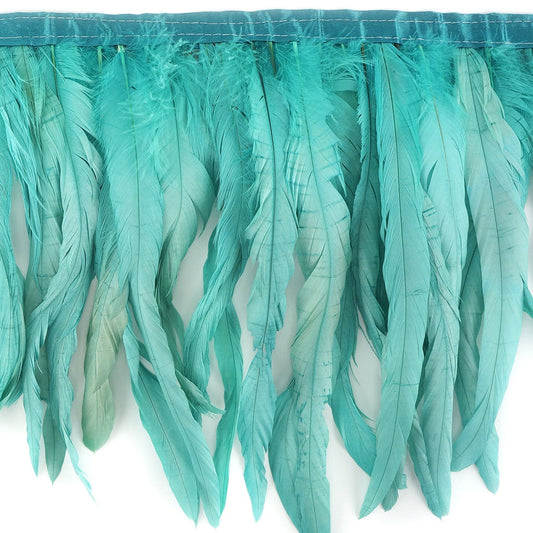 Bleach Dyed Coque Tail Feather Fringe - 10-12’’ - Seafoam - Feathers