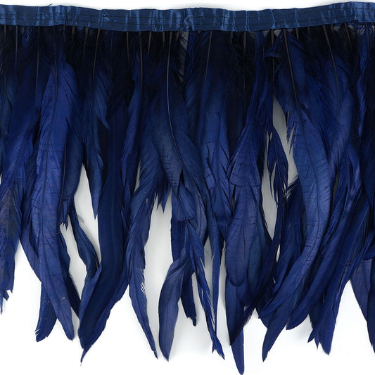 Bleach Dyed Coque Tail Feather Fringe - 12-14’’ - Navy - Feathers