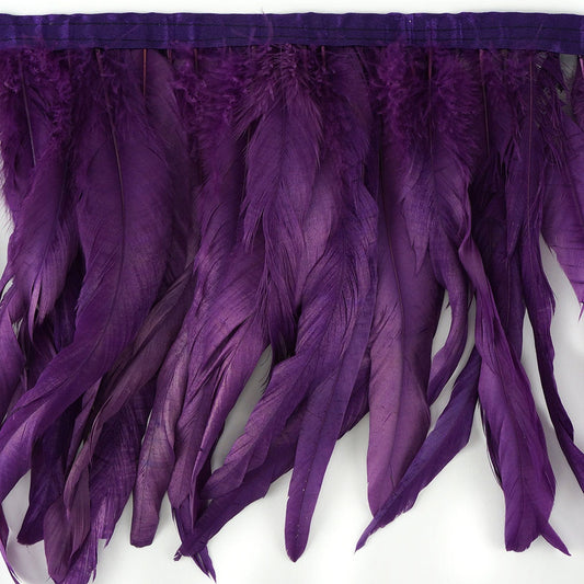 Bleach Dyed Coque Tail Feather Fringe - 12-14’’ - Purple - Feathers