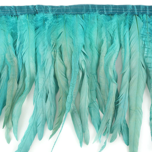 Bleach Dyed Coque Tail Feather Fringe - 12-14’’ - Seafoam - Feathers