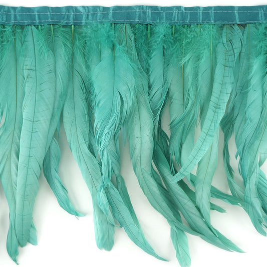 Bleach Dyed Coque Tail Fringe - 10-12’’ - Aqua Marine - Feathers