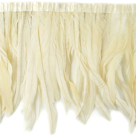 Bleach Dyed Coque Tail Fringe - 10-12’’ - Beige - Feathers