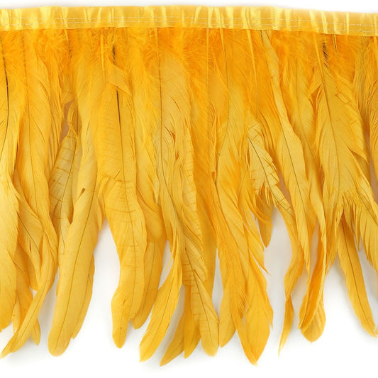 Bleach Dyed Coque Tail Fringe - 10-12’’ - Gold - Feathers