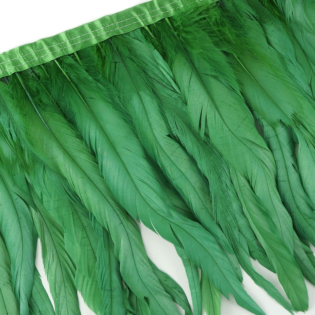 Bleach Dyed Coque Tail Fringe - 10-12’’ - Kelly - Feathers