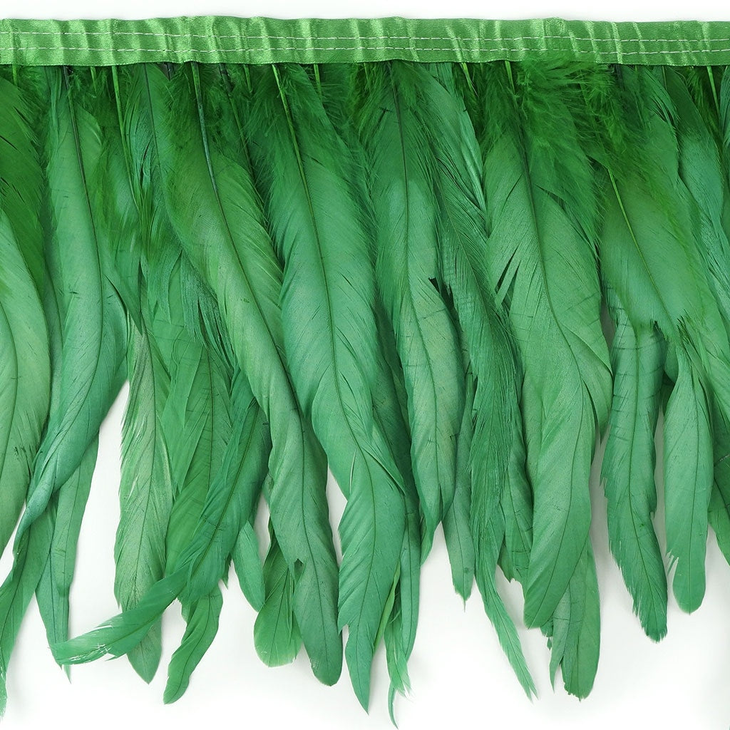 Bleach Dyed Coque Tail Fringe - 10-12’’ - Kelly - Feathers