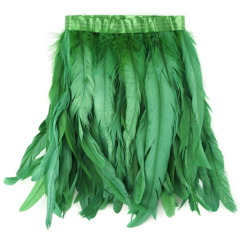 Bleach Dyed Coque Tail Fringe - 10-12’’ - Kelly - Feathers