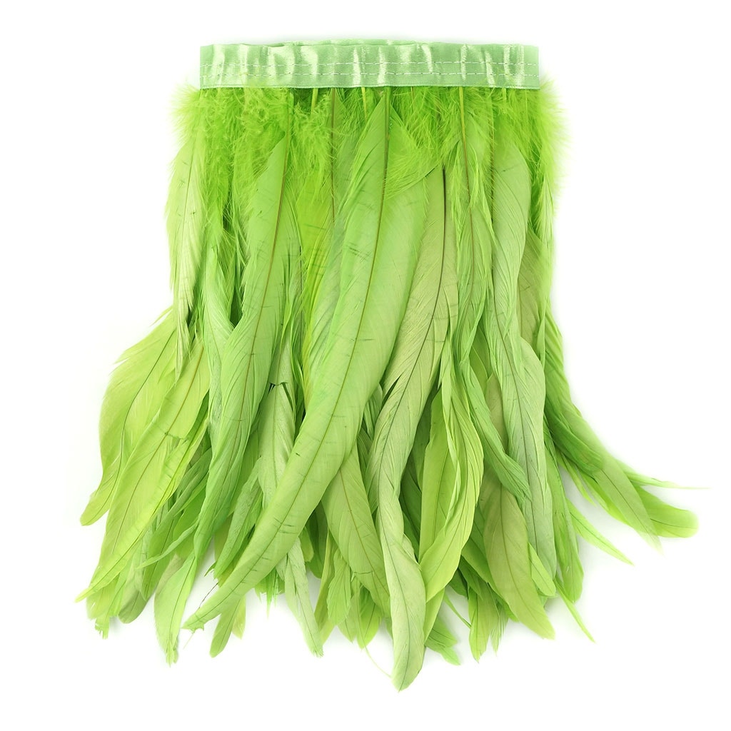 Bleach Dyed Coque Tail Fringe - 10-12’’ - Lime - Feathers