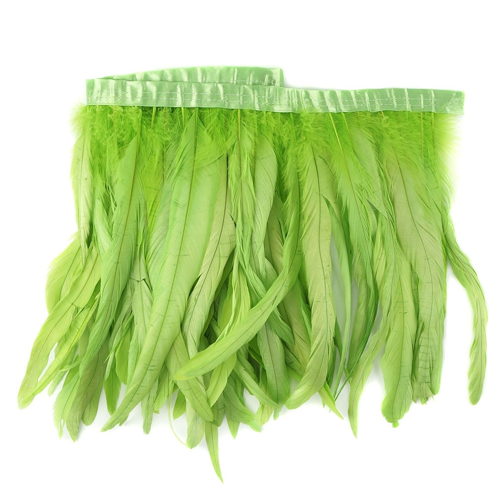Bleach Dyed Coque Tail Fringe - 10-12’’ - Lime - Feathers