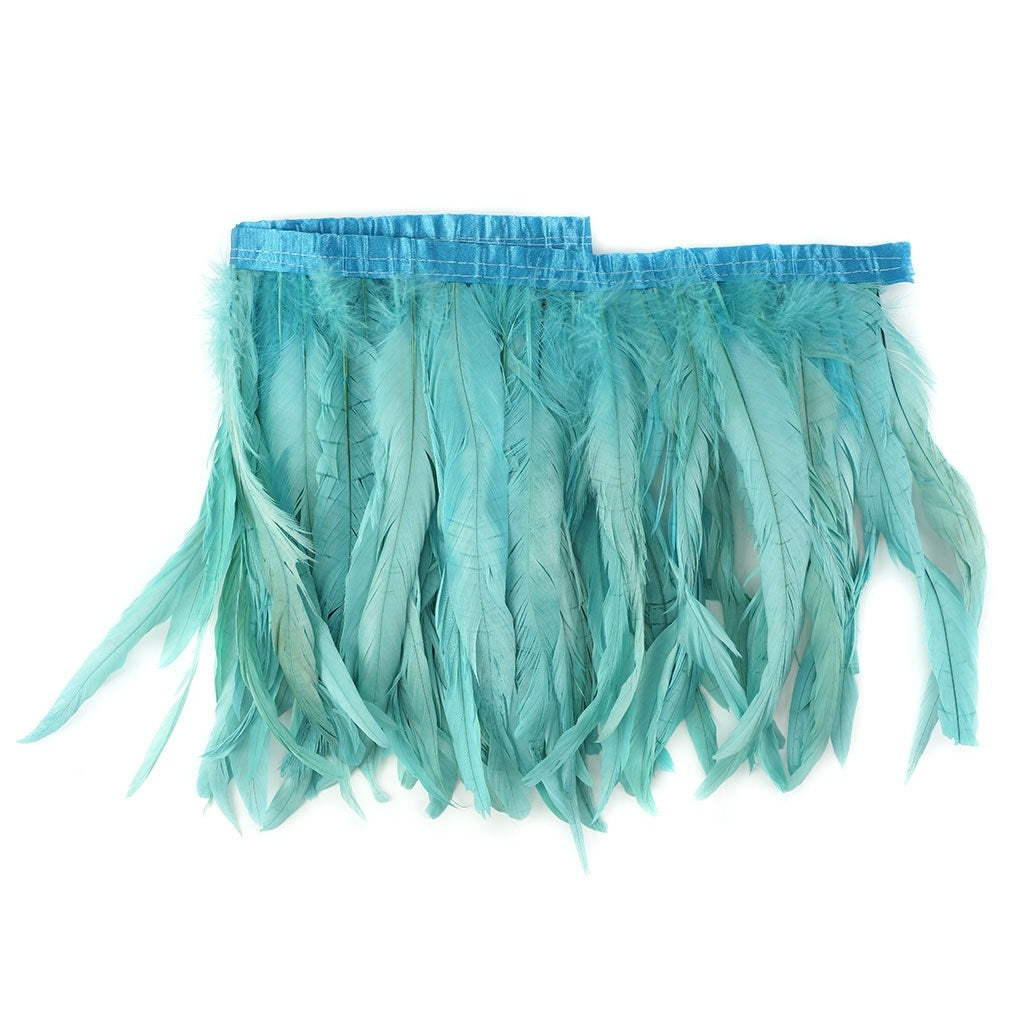 Bleach Dyed Coque Tail Fringe - 10-12’’ - Lt Turquoise - Feathers