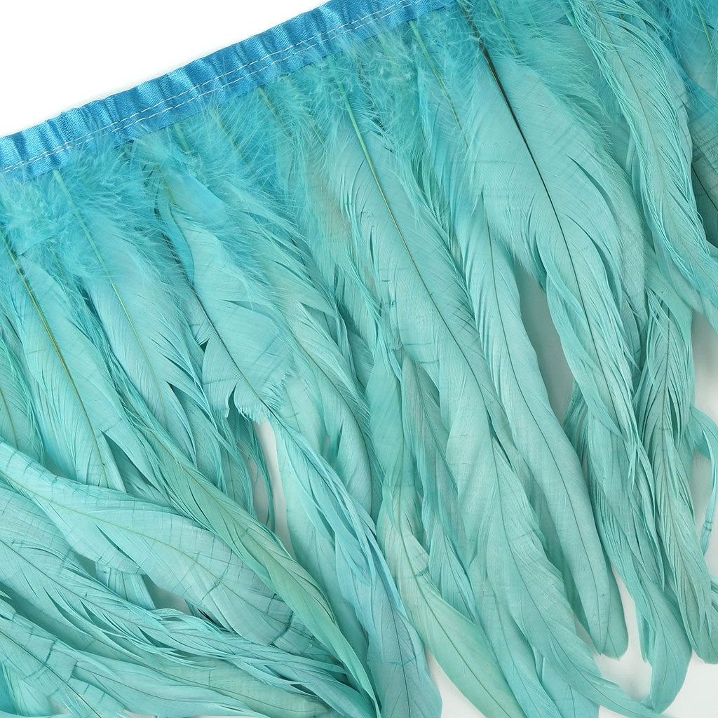 Bleach Dyed Coque Tail Fringe - 10-12’’ - Lt Turquoise - Feathers