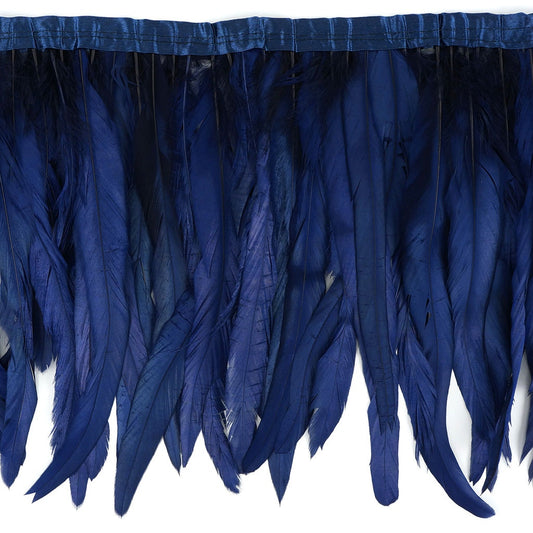 Bleach Dyed Coque Tail Fringe - 10-12’’ - Navy - Feathers