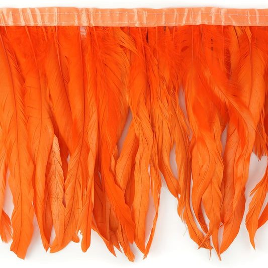 Bleach Dyed Coque Tail Fringe - 10-12’’ - Orange - Feathers