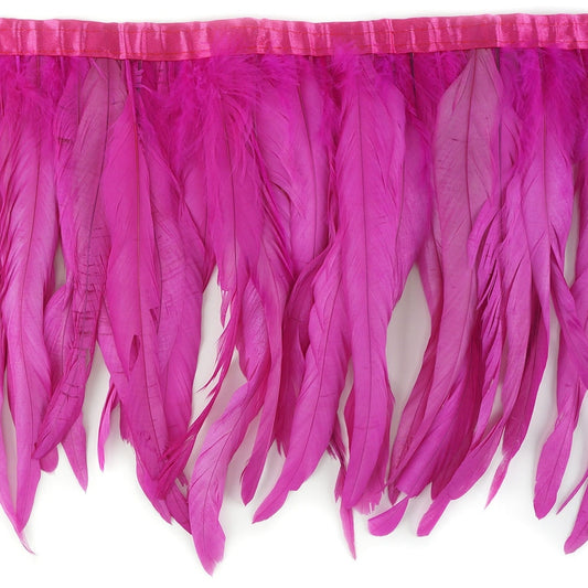 Bleach Dyed Coque Tail Fringe - 10-12’’ - Shocking Pink - Feathers